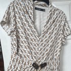 Ralph Lauren White And Brown Equestrian Dress With Buckle Belt- Euc Size 12