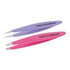 Tweezerman Mini Oval Slant And Point Tweezer Combo  Purple Pink