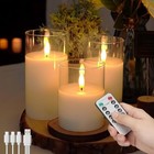 3-pack Rechargeable Flameless Candles With Remote Control And Timer Function  