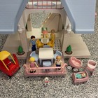 Vintage 1989 Little Tikes A- Frame Blue Roof 2 Story Doll House W accessories