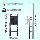 20 5ft Aluminum Telescoping Ladder With 2 Detachable Roof Hooks Extension Ladder