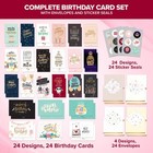 24 Pack Foiled And Glittery Assorted 6x4in Box Of Birthday Cards With Envelop   