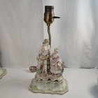Antique Pair Victorian Couple Meissein Style Lamps