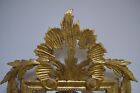  59-1 2  Long Vintage Gold Gilt Italian Mirror With Attached Wall Shelf Console