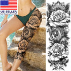 2 Sheets Large 3d Rose Peony Flower Tattoos Full Arm Temporary Tattoo Sleeve For