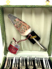 Vintage Angora County Silver Plate Pastry Set Cake Server 6 Forks Box England