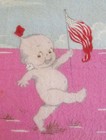 Antique Rose O neill Kewpie Tobacco Flannel Felt Marching With Flag 1914