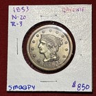 1853 N-20  R-3 Braided Hair Large Cent Greenie   Nice Ice Eye Appeal