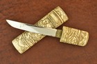 Antique Asian Chinese Japanese Carved Scrimshaw Engraved Fixed Blade Knife 25130