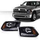 Fit For 2009-2018 Dodge Ram 1500 2500 3500 Black Projector Headlights W  Led Drl