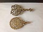 Pair Vintage 2 Lbs Solid Brass Ornate 7-1 2    And 9-1 4  Long Ornate Trivets
