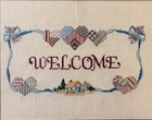 Vtg Matted   Framed Welcome Counter Cross Stitch Sampler House Warming Gift