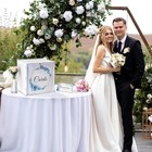 White Wedding Card Box With Lock  Pvc Gift Card Box With Blue Wreath  Wedding   