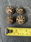 4 Lot Matching Art Nouveau Enameled Brass Button Open Work Floral Flowers 22mm