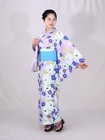 Yukata Peony Purple Light Blue Japanese Traditional Wear
