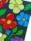 Colorful Flowers On Black Background Aceo Art Painting Signed By Artist
