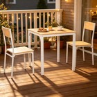 3-piece Dining Table Set With 2 Chairs  White Mdf And Steel