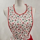 Vintage Christmas Apron Red White Green Holiday Print With Attached Hand Towel