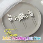 3 Pcs Flower Bride Wedding Hair Pins Rhinestone Bridal Crystal Piece Silver