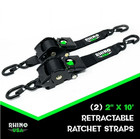 Rhino Usa 2in X 10ft Retractable Ratchet Straps  2 Pack  1 000lbs Working Load 