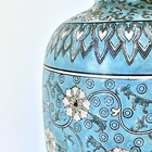 Vtg Chinese Cloisonn  -style Turquoise Floral Porcelain Vase Asian Chinoiserie