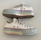 Converse Leather Platform Chuck Taylor White lilac blue Shoes Women s Size 5