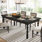 Black Wood Dining Table 4-6 People 62    Farmhouse Table Carved Turned Legs