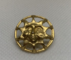 Sun Face Emblem Button 3 4  Zodiac Astrology Button Gold Tone Metal