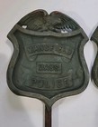 1910s-1920s Mansfield Massachusetts Police Officer Grave Marker Plaque In Bronze
