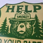 Vintage Forest Service Sign - Smokey Bear Help Prevent Gas Porcelain Sign