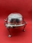 1883 Fb Rogers Silver Co 273 Roll Top Caviar Butter Dish Server Lion Head Footed