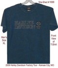 Harley-davidson Xl Mens Blue T-shirt 2009 Harley Factory Tour Kansas City  Mo