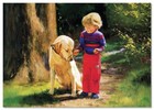 Lovely Children-flowers Of Life Pretty Baby Boy Dog Kids Art New Modern Postcard