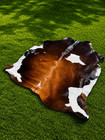 Genuine Brazilian Tricolor Cowhide Rug Large Real Hair-on Cow Skin Area Rug
