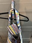 Multicolor Striped Crescent Hobo Shoulder Bag W  Detachable Pouch  Anchor