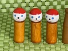 Vintage 9pc Wooden 2  Peg Dolls -folk Faces   Milk Crate Style Blanks Craft Lot