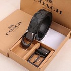 Coach Men s Belt Business Casual Signature Leather Belt With Two Buckles  120cm