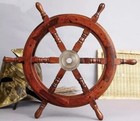 Handmade 24  Wooden Brass Boat Ships Pirate Sea Nautical Ship Wheel Wall D  cor