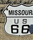 Vintage Missouri Route 66 Porcelain Sign Us Highway Shield Roadway Marker Sign