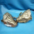 Pair Of Vtg Solid Brass Swan Figurines Bookends Doorstops 7x6 