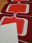Awesome Rare Vintage Mid Century Retro 70s Maroon Pnk Rectangle Drop Sml Fabric 