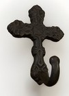 Rustic Cast Iron Cross Wall Hook  5 Inches Tall  Farmhouse Decor 