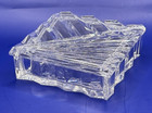 Vintage Crystal Art Deco Style Clear Ribbed Square Box 4 25  X 4 25 