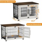 Dog Crate Furniture Dog Kennel Indoor Double Doors Wooden Cage   Cushion White