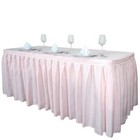 Blush 21 Feet Pleated Table Skirt Polyester Fabric Tradeshow Wedding Catering