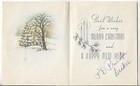 Vtg Mid Century Christmas Greeting Card 4x5 Carting The Tree - Loading Trees