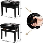 Adjustable Black Piano Bench With Storage Faux Leather Wooden Piano Stool With P