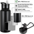 New 32 Oz Insulated Stainless Steel Water Bottle 8 Pack Straw   Wide Mouth Lids 