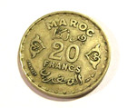 1952 Morocco 1371 20 Francs Coin