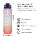 32 Oz Sports Motivational Drinking Water Bottle With Time Marker  Bpa Free
